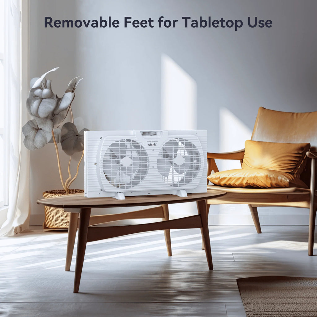 9 3-Speed Twin Window Fan with Bug Screen, White U503597