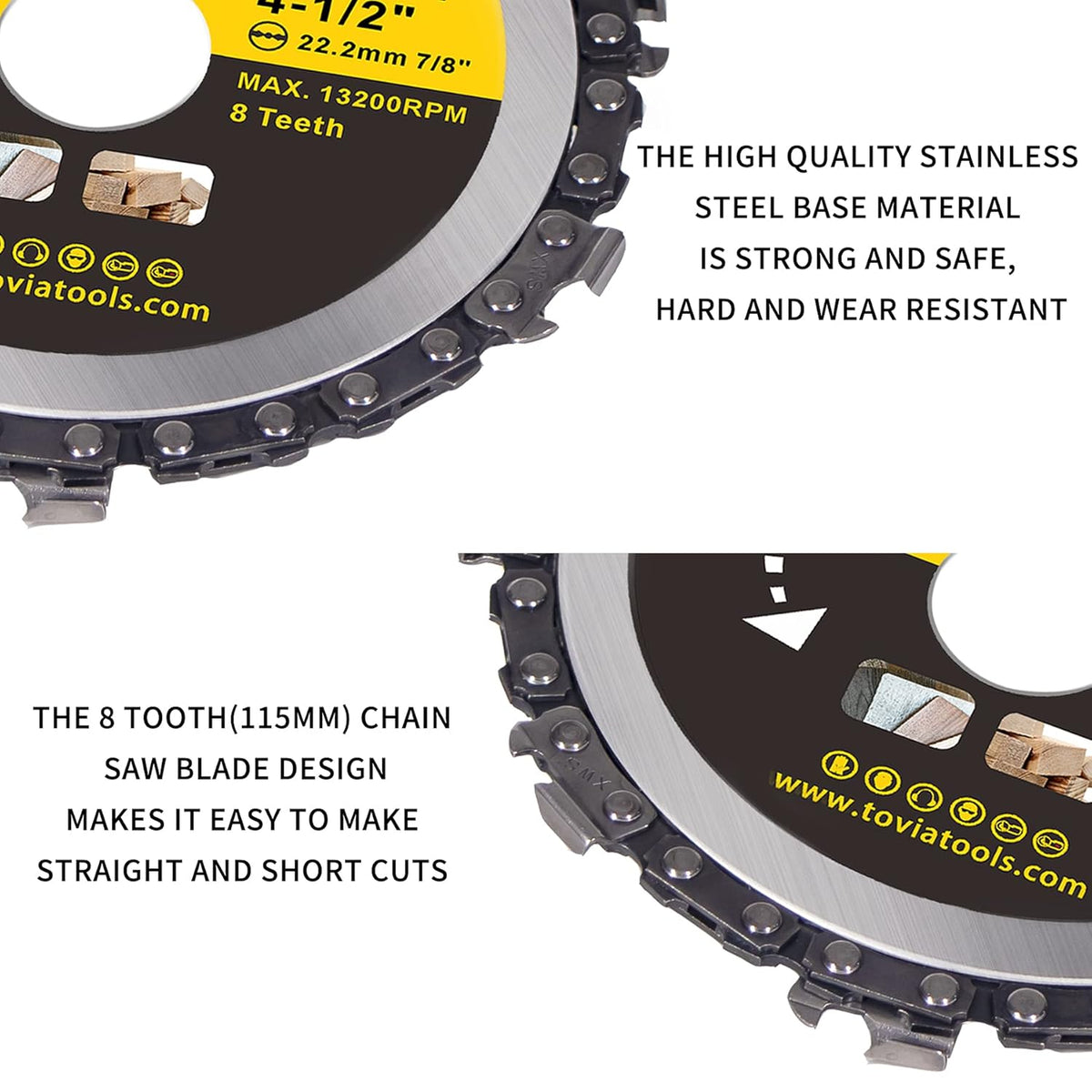 4 1/2 Inch Grinder Wood Carving Disc with 8 Tooth, 7/8 Arbor P64327