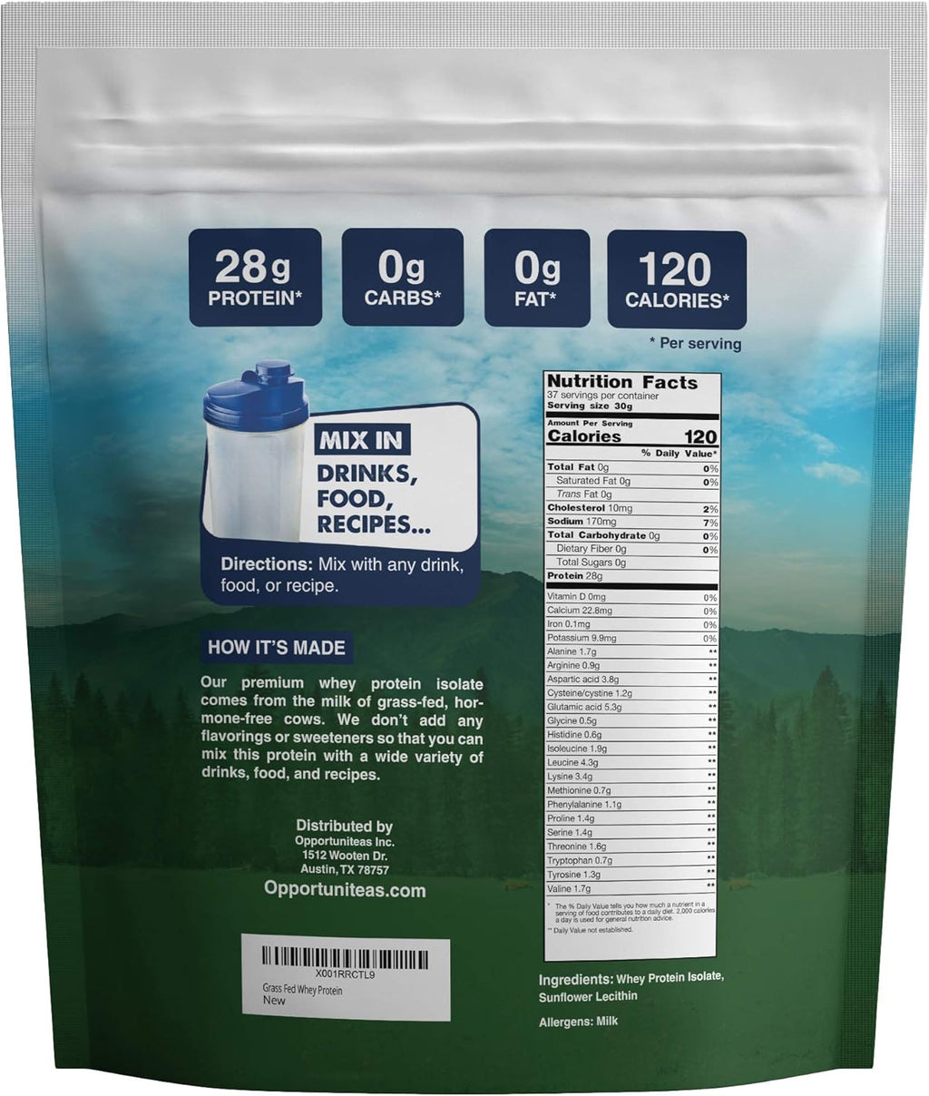 Unflavored Grass Fed Whey Protein Powder Isolate, 2.5 Pounds Pack of 2 B212