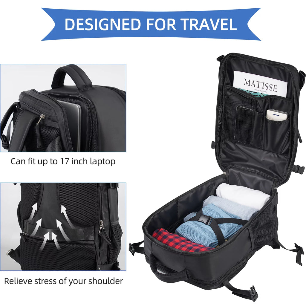 Black Waterproof Travel Backpack P462069