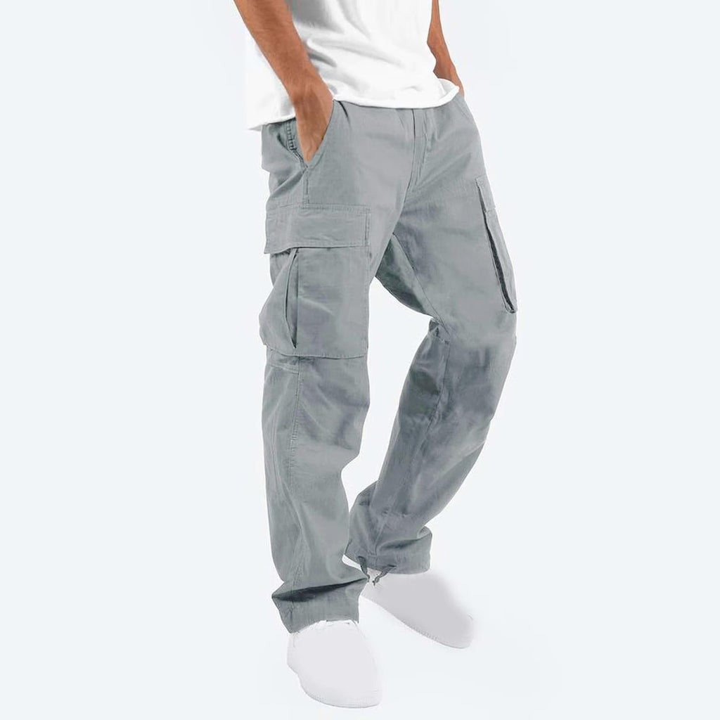 Mens Cargo Sweat Pants Relaxed Fit Baggy Joggers with Zipper Pockets J265