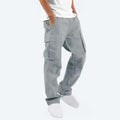 Mens Cargo Sweat Pants Relaxed Fit Baggy Joggers with Zipper Pockets J265