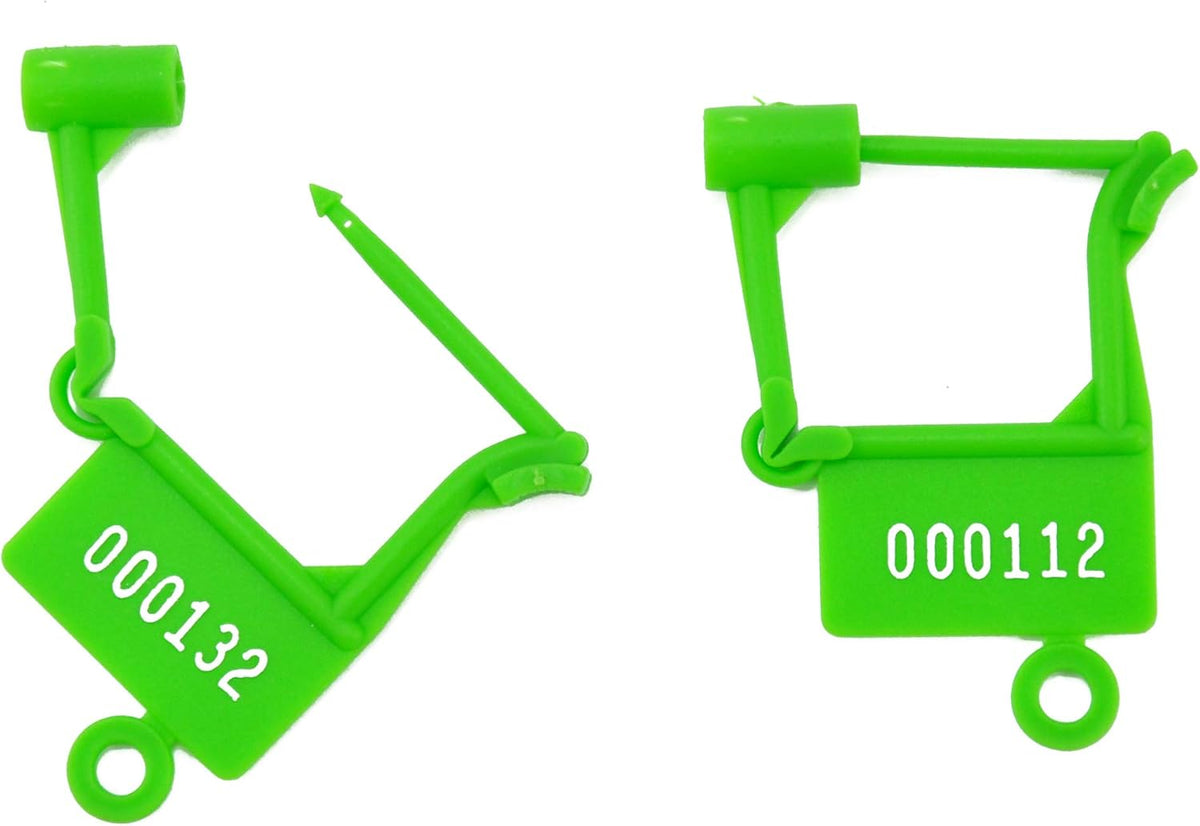 Green Plastic Numbered Self-Locking Security Tags Pack of 100 G748190