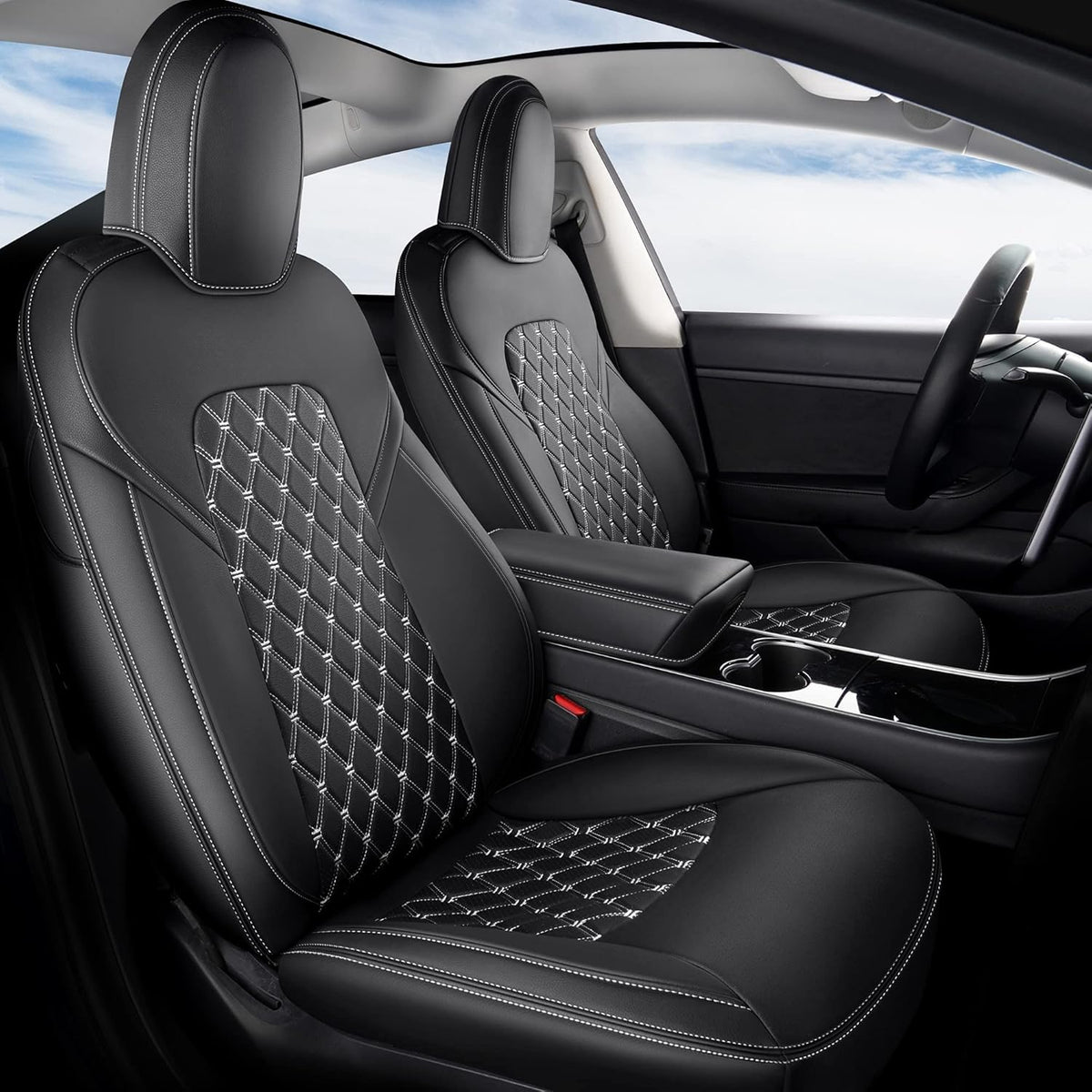 Pu Leather Car Seat Covers Full Set Black I657