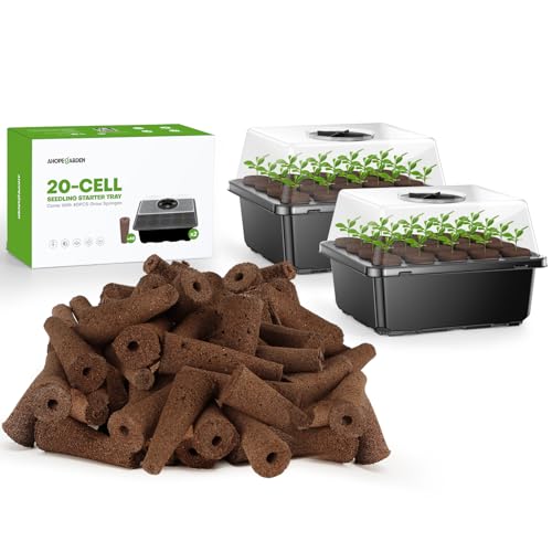 40 Cells Reusable Seed Starter Tray with Humidity Dome, 2 Packs C925