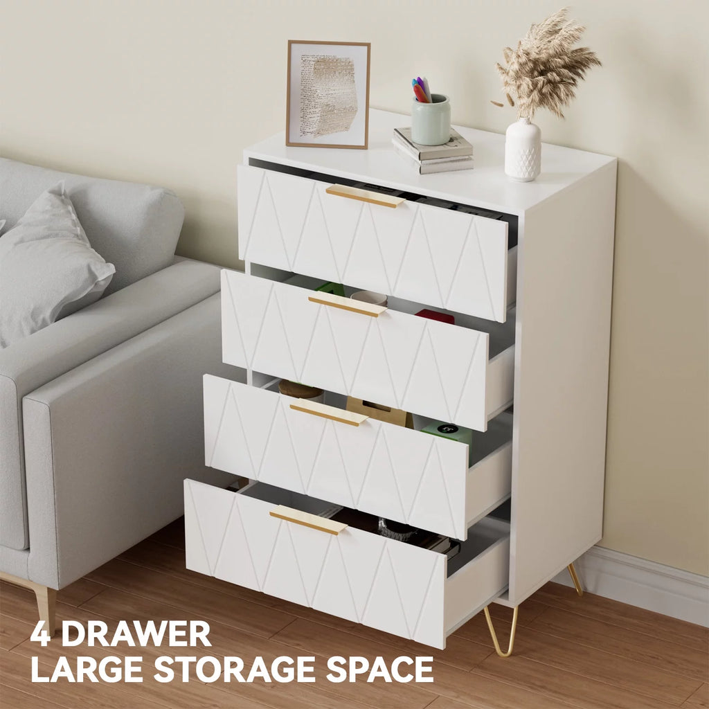 Black 4 Drawer Wood Dresser with Metal Handles V7477