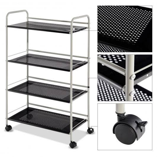 4 Tiers Rolling Storage Cart Utility Trolley Q6379