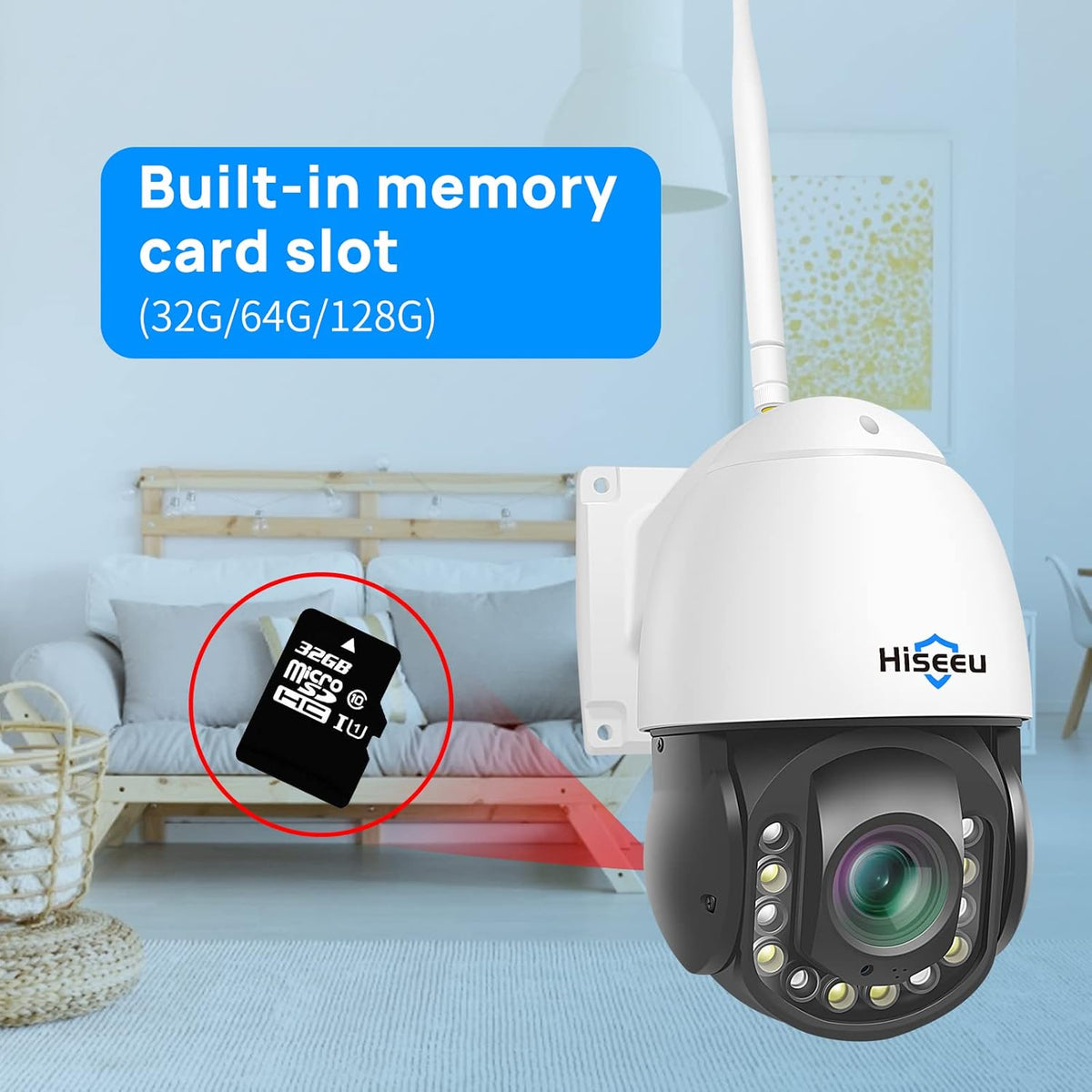 Wireless 30X Optical Zoom PTZ Camera Outdoor Two Way Audio 250ft Night Vision with Floodlight Security Camera T196