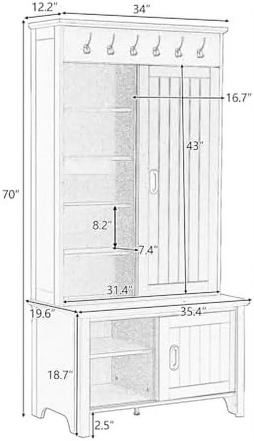 Black Hall Tree with Shoe Drawers and Bench V987955