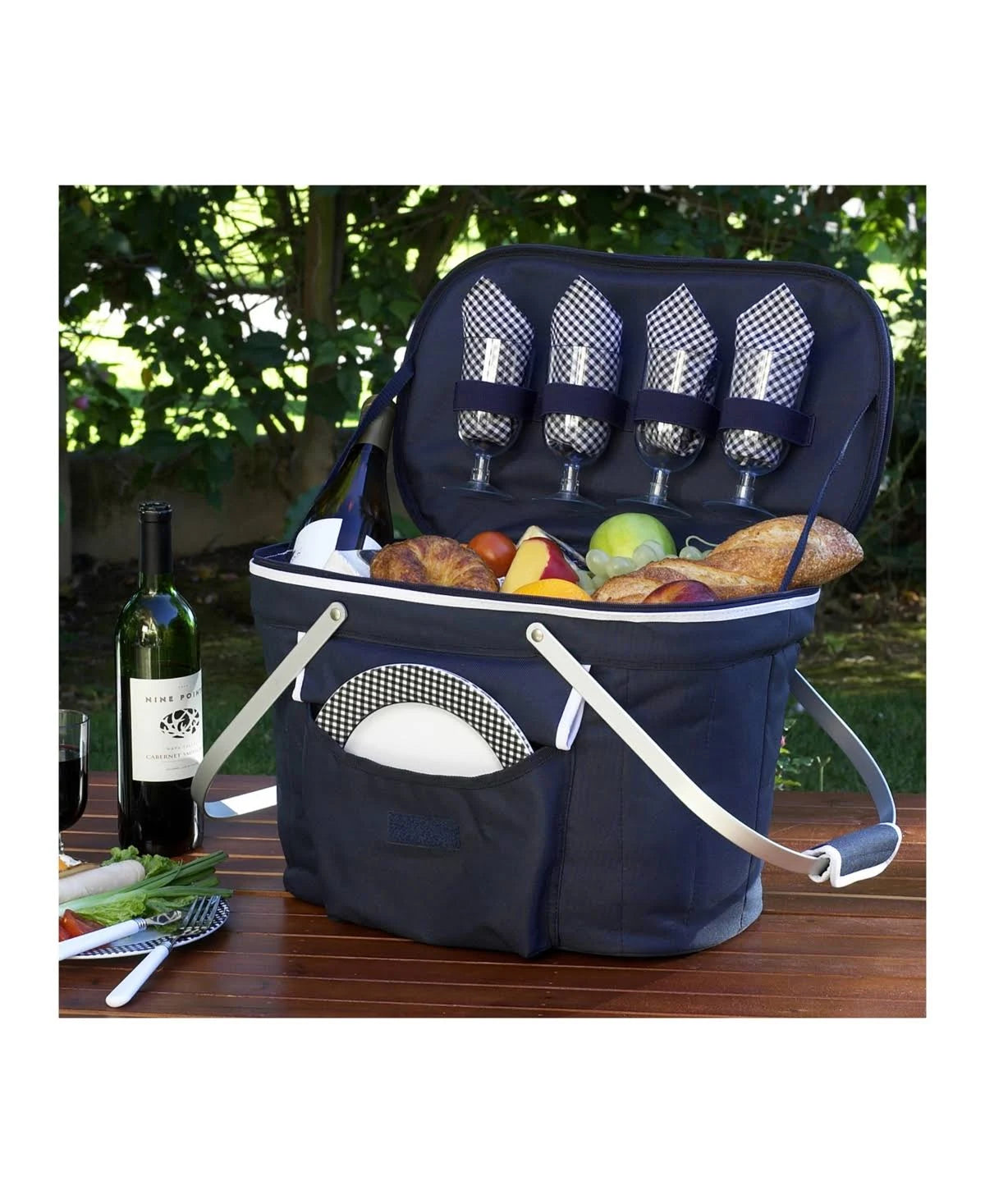 Collapsible Insulated Picnic Basket for 4 - Red Y12609