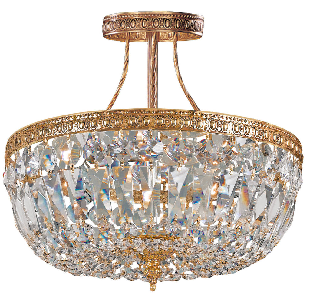 3 Light Clear Spectra Brass Ceiling Mount P893