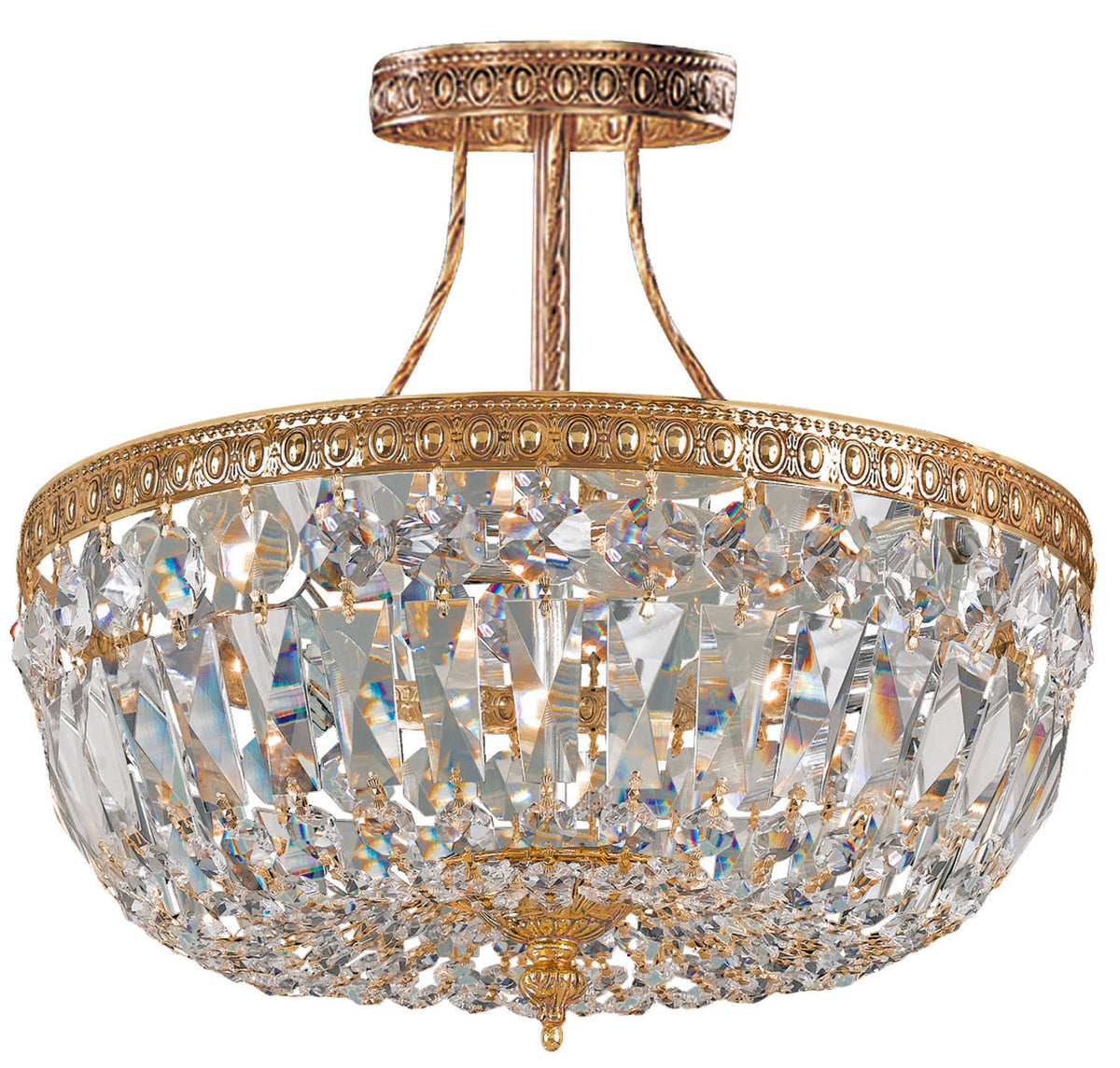 3 Light Clear Spectra Brass Ceiling Mount P893