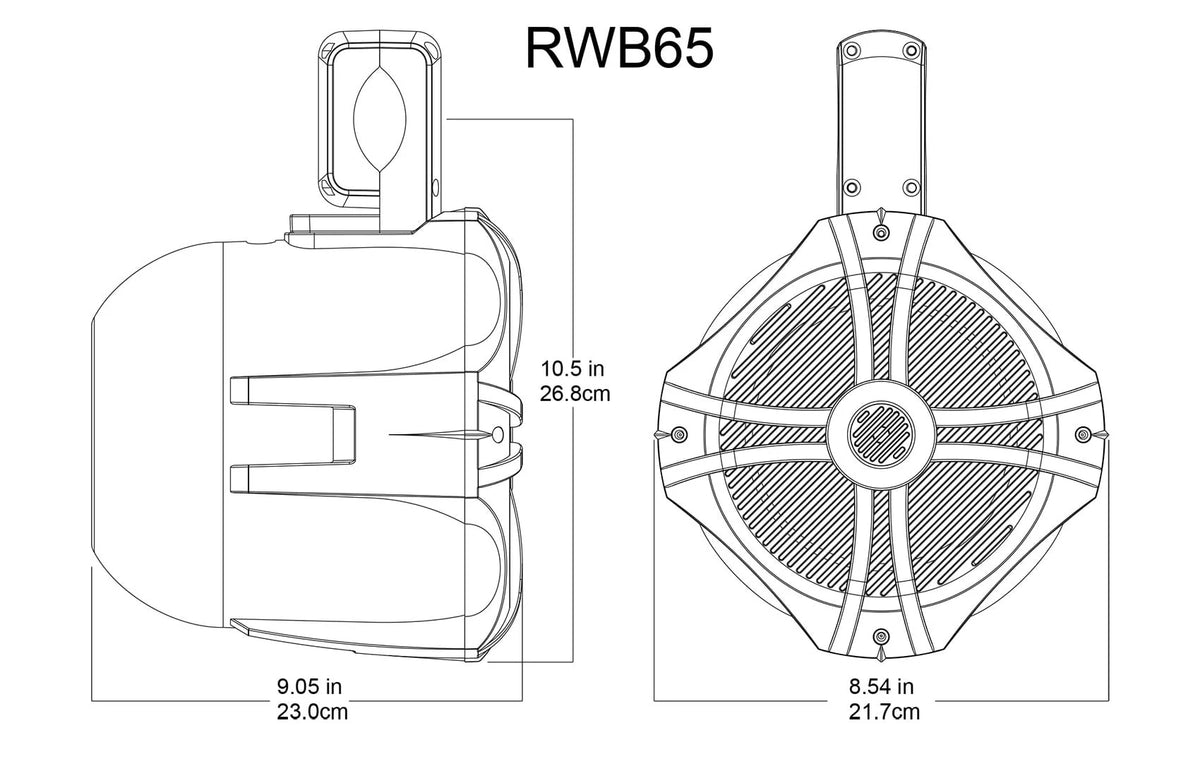 6.5 Black Marine Wakeboard Tower Speakers with Covers U9231