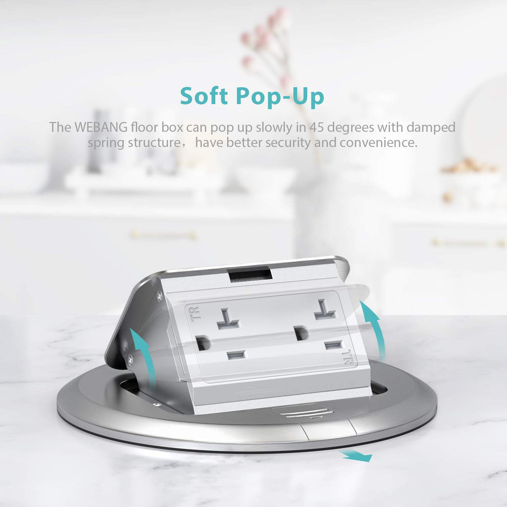 Silver Pack of 2 Pop Up Floor Outlet Box with 20 Amp Tamper-Resistant Receptacle I37753