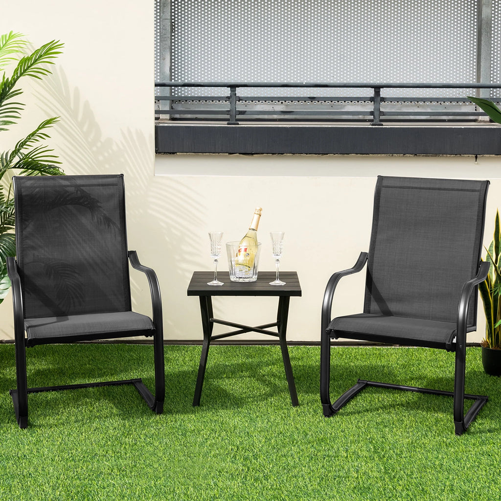 2pcs Black C-Spring Patio Dining Chairs Q653