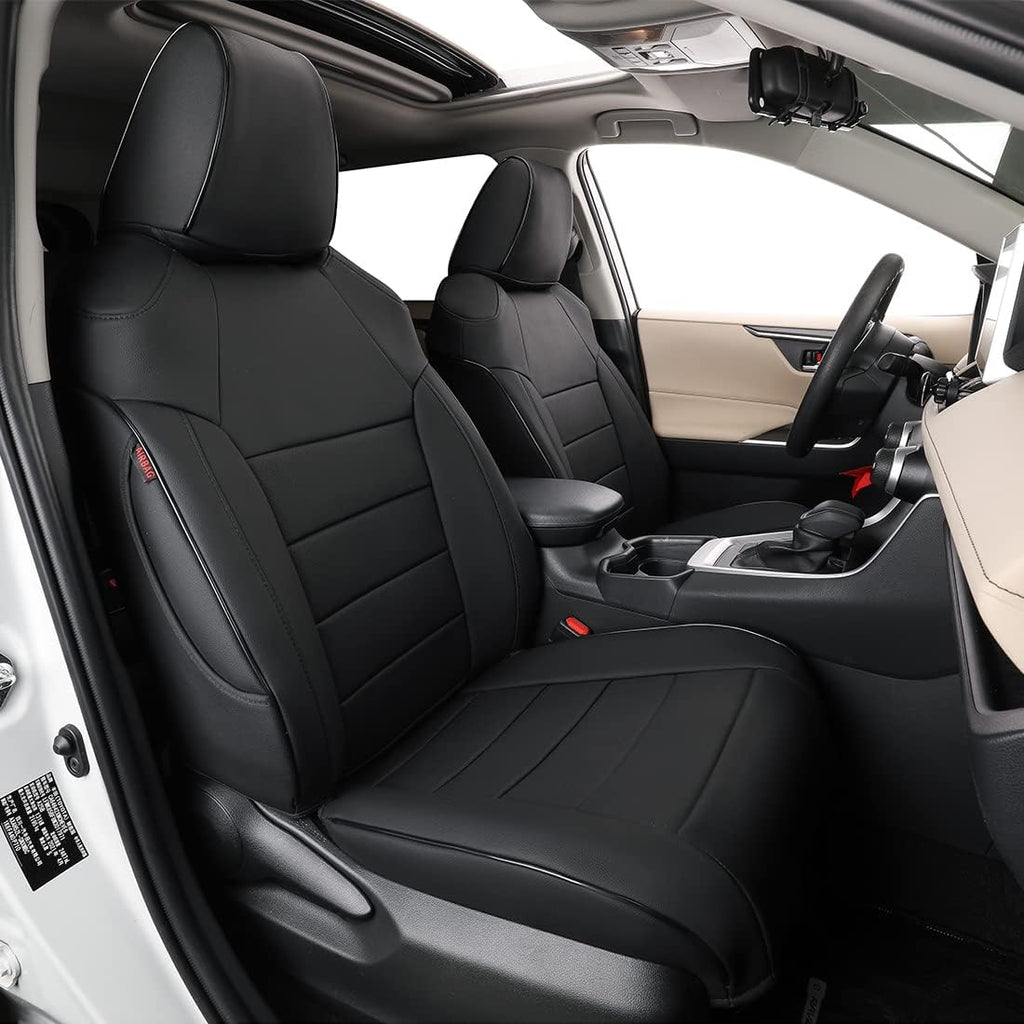 Custom Fit Full Set Car Seat Covers Leatherette Black with Red Trim X675027