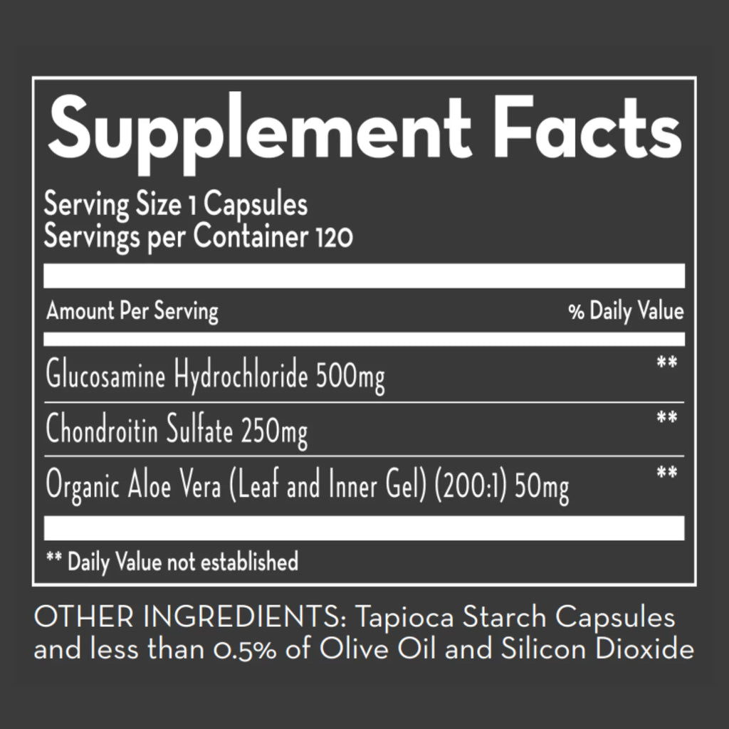 Glucosamine & Chondroitin Supplement with Aloe Vera - 120 Capsules O6583