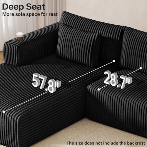 Modular Sectional Sofa with Deep Seat, Cup Holder, Memory Foam, Corduroy X109941