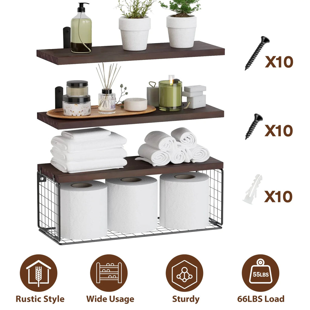 Wall Mount Storage Shelves with Basket S12435