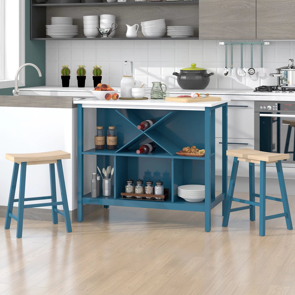 3-piece Wood Kitchen Island Set with 2 Seatings G673