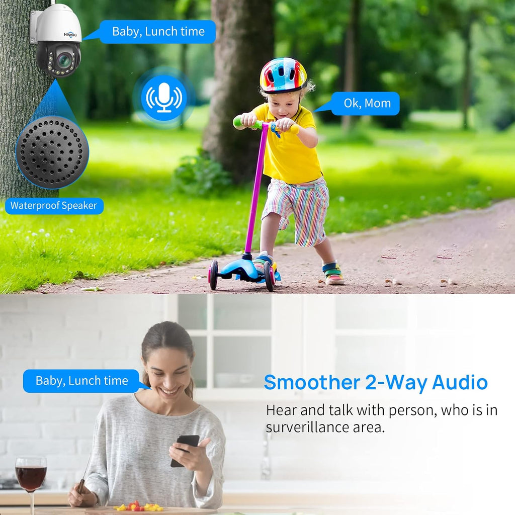 Wireless 30X Optical Zoom PTZ Camera Outdoor Two Way Audio 250ft Night Vision with Floodlight Security Camera T196