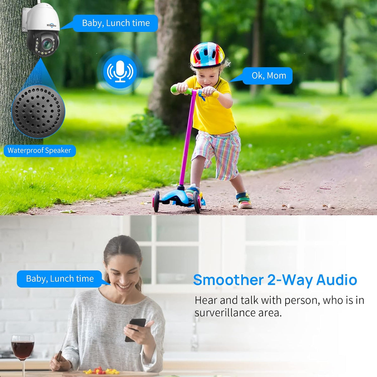 Wireless 30X Optical Zoom PTZ Camera Outdoor Two Way Audio 250ft Night Vision with Floodlight Security Camera T196