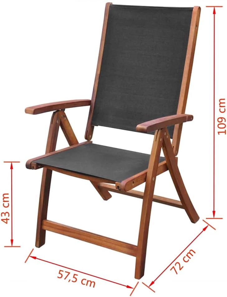 2X Solid Acacia Wood Garden Folding Chair Y40950