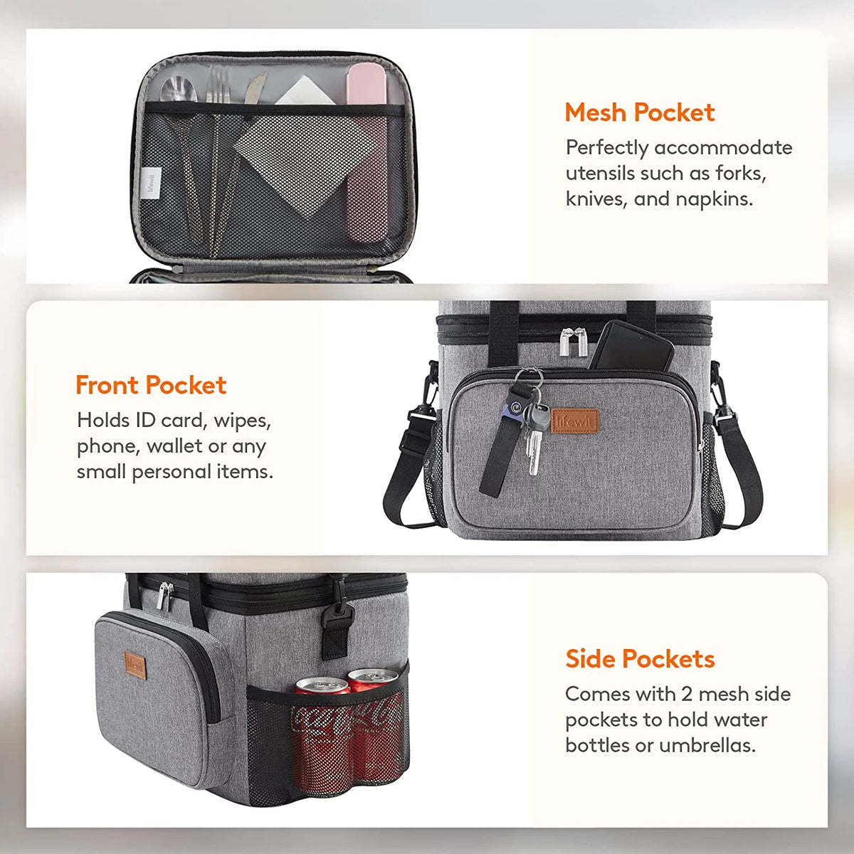 Grey Insulated Lunch Bag 21L X61304