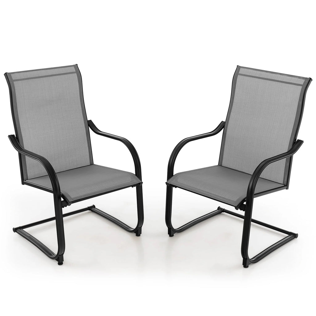 2pcs Black C-Spring Patio Dining Chairs Q653