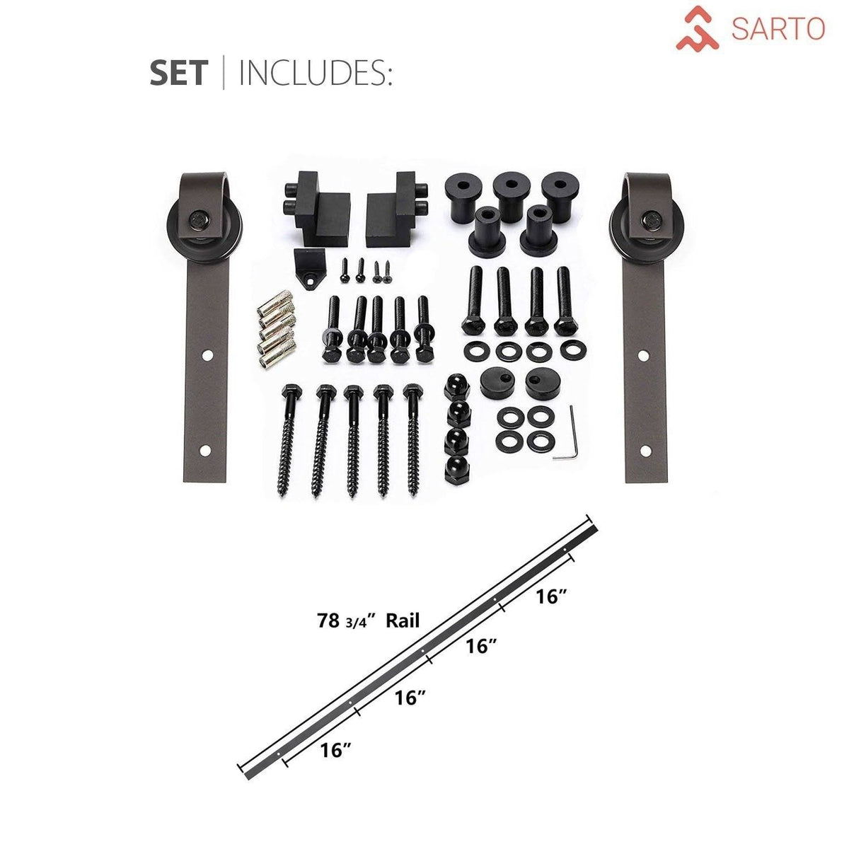 Sliding Barn Door Hardware with Frosted Opaque Glass M290