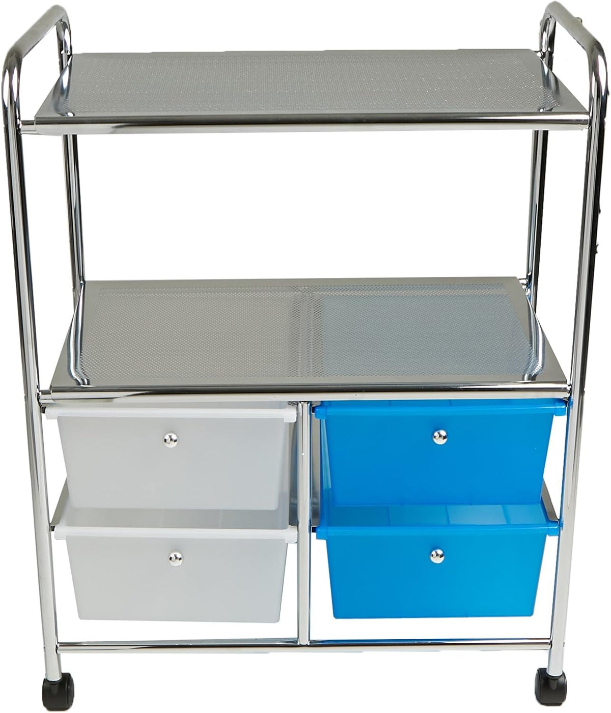 Silver 4 Drawer Rolling Utility Cart B858409