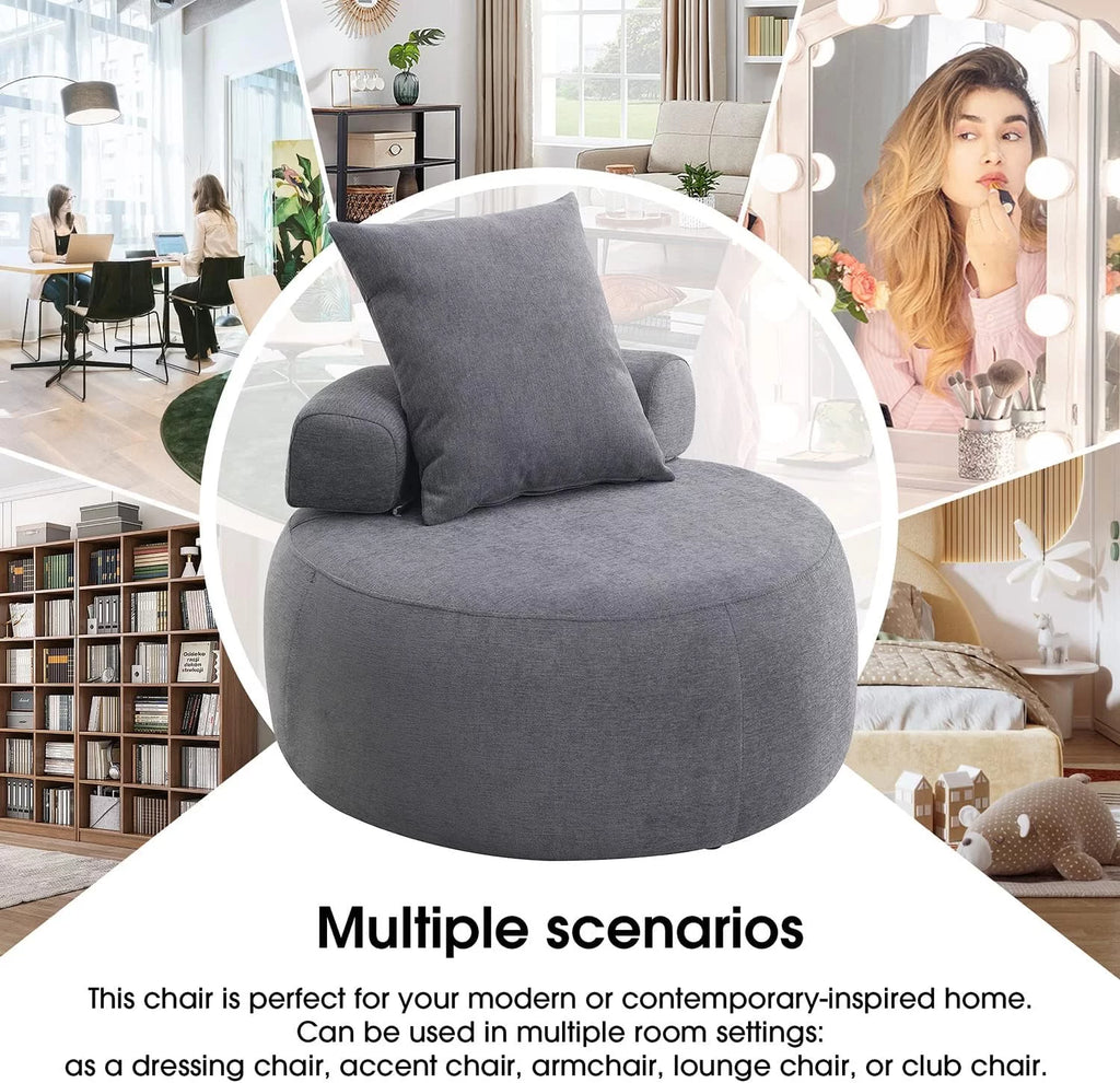 Grey Chenille Upholstered Barrel Chair J44358
