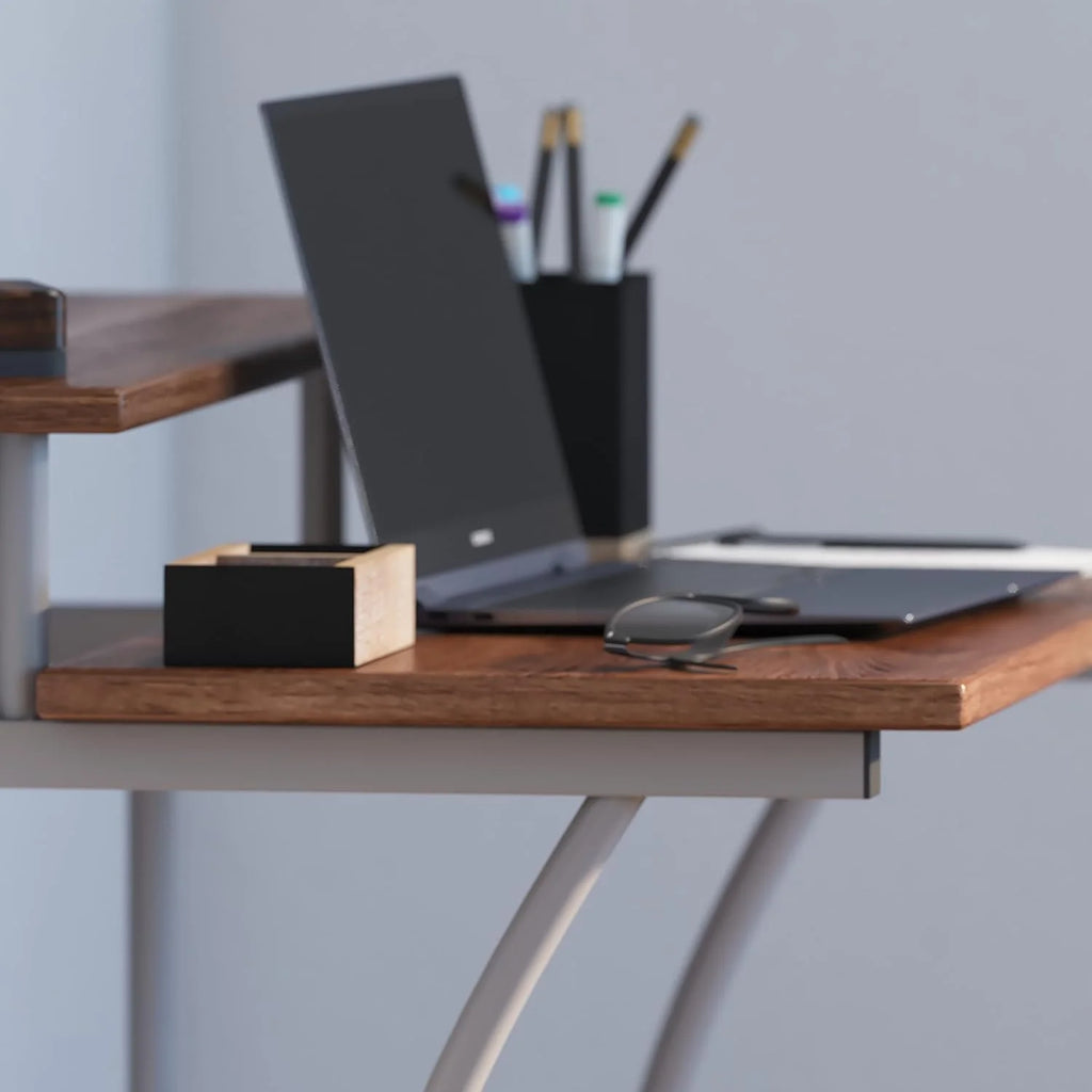 28 Inches Wide Computer Desk with Monitor Platform and Storage Shelf N249