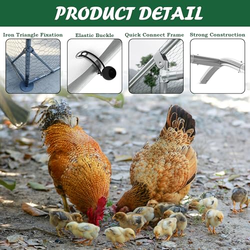 Large Walk-in Metal Chicken Coop with Waterproof Cover B45992