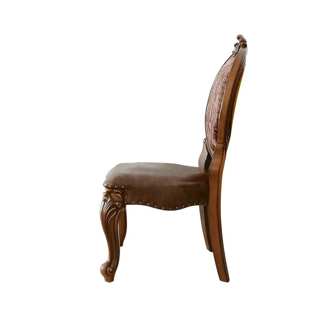 Set of 2 Brown Tufted Faux Leather Dining Chair Q499