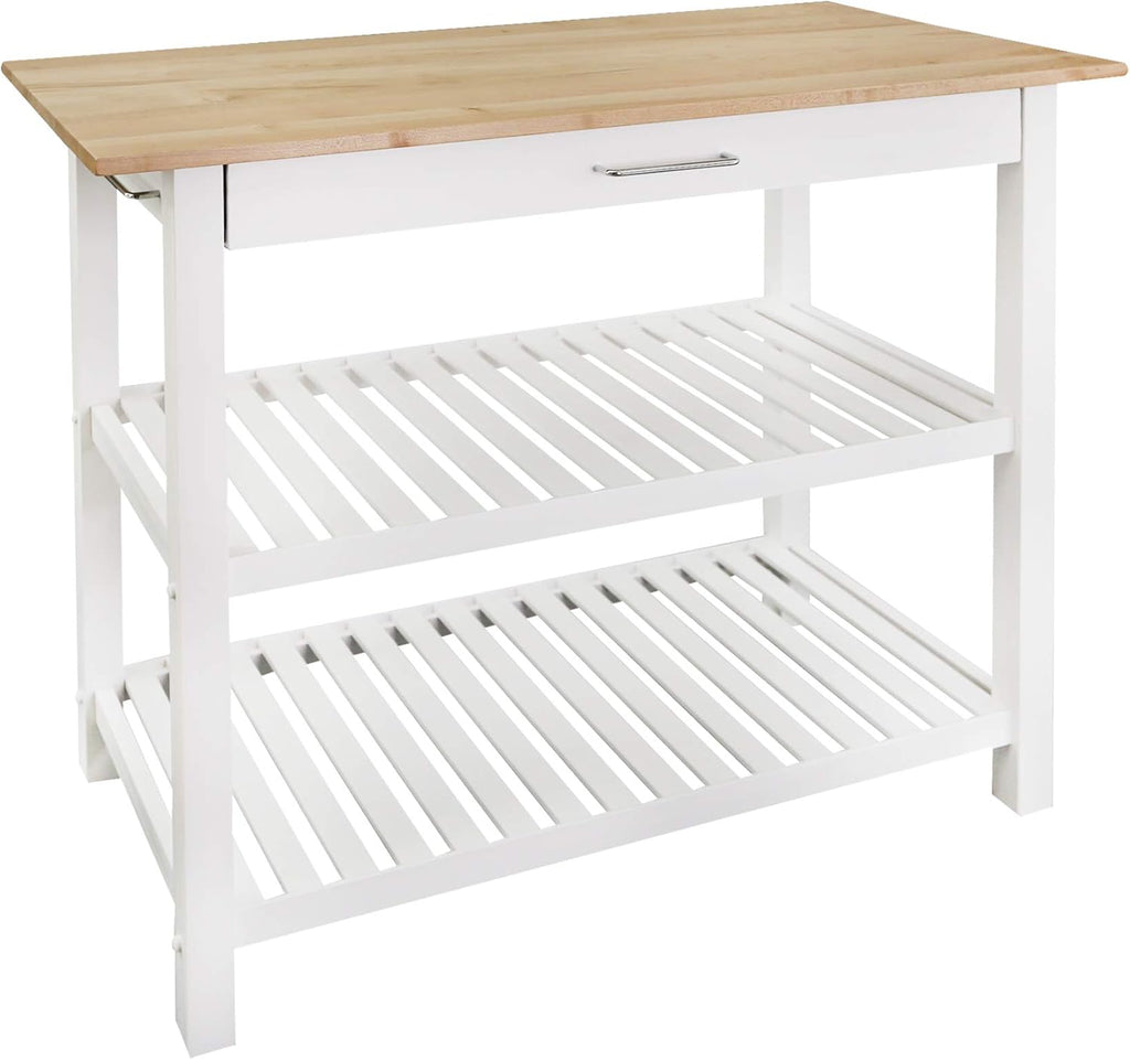 Natural White Kitchen Island with Hardwood Top G750990