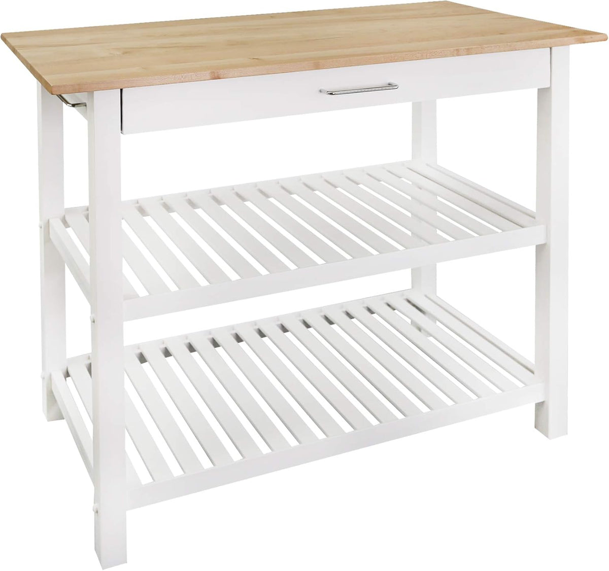 Natural White Kitchen Island with Hardwood Top G750990
