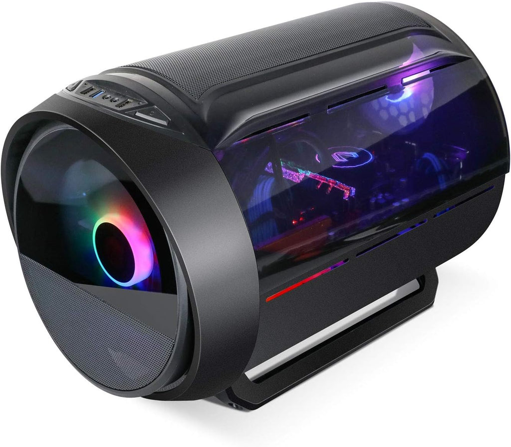 Black M-ATX Mid-Tower PC Gaming Case with 200mm RGB Fan W111200