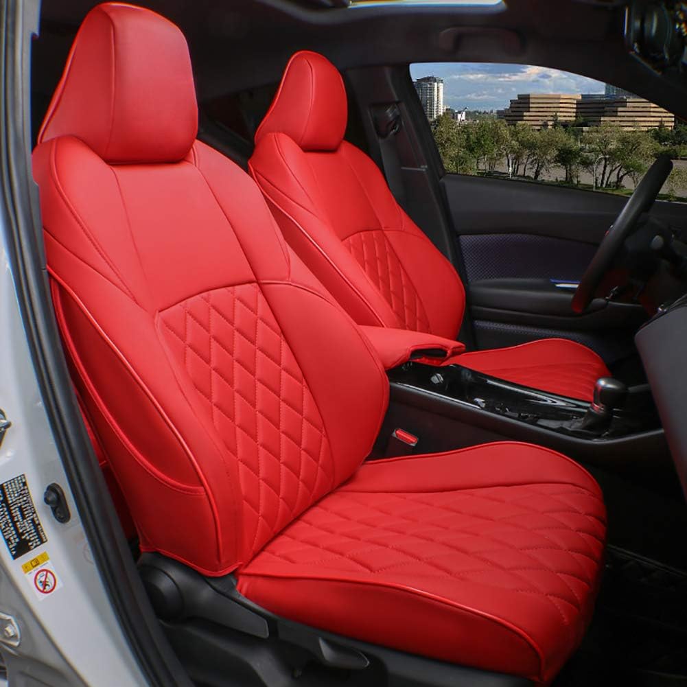 Custom Fit Full Set Car Seat Covers Leatherette Black with Red Trim X675027