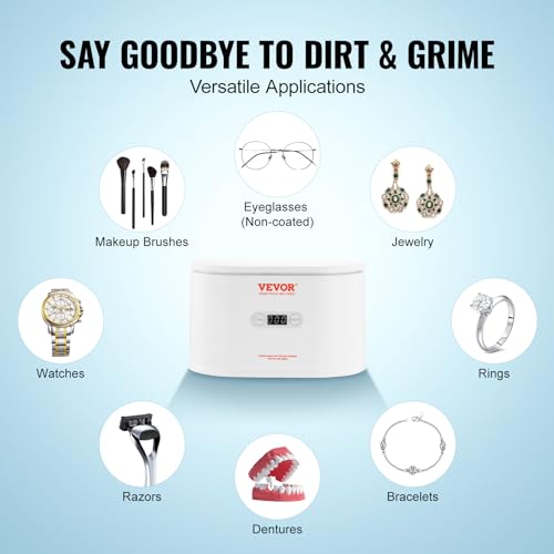 22oz Ultrasonic Jewelry Cleaner with 5 Digital Timer and 2 Cleaning Baskets O1102