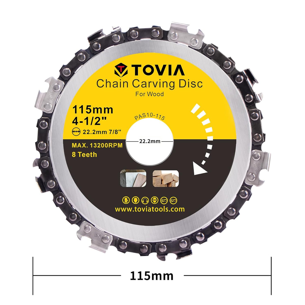 4 1/2 Inch Grinder Wood Carving Disc with 8 Tooth, 7/8 Arbor P64327