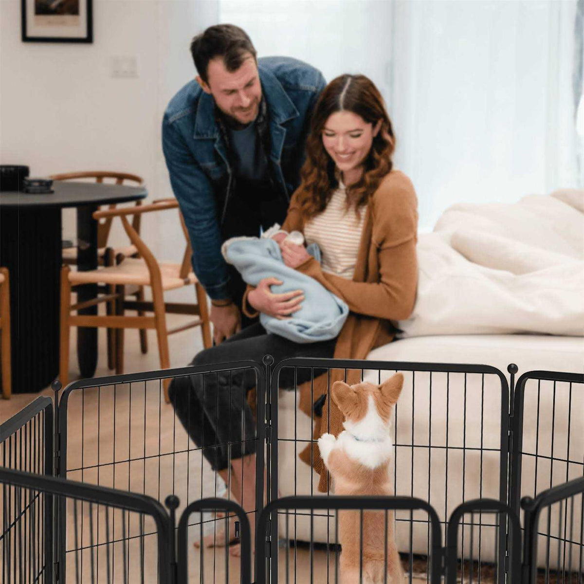 24 inch Dog Playpen with Silicone Foot Pads V9755