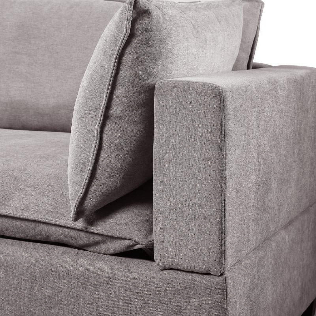 Light Gray Woven Fabric Sectional Loveseat Sofa with Ottoman U13704