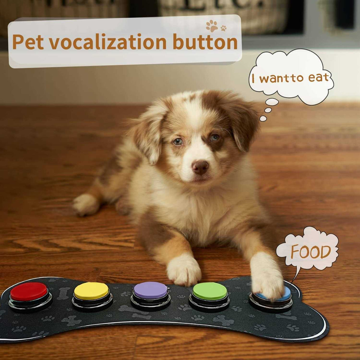 Set of 5 Dog Buttons with Rubber Mat S9615