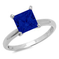 14k White Gold Princess Cut Simulated Blue Sapphire Ring Size 10.25 I960613
