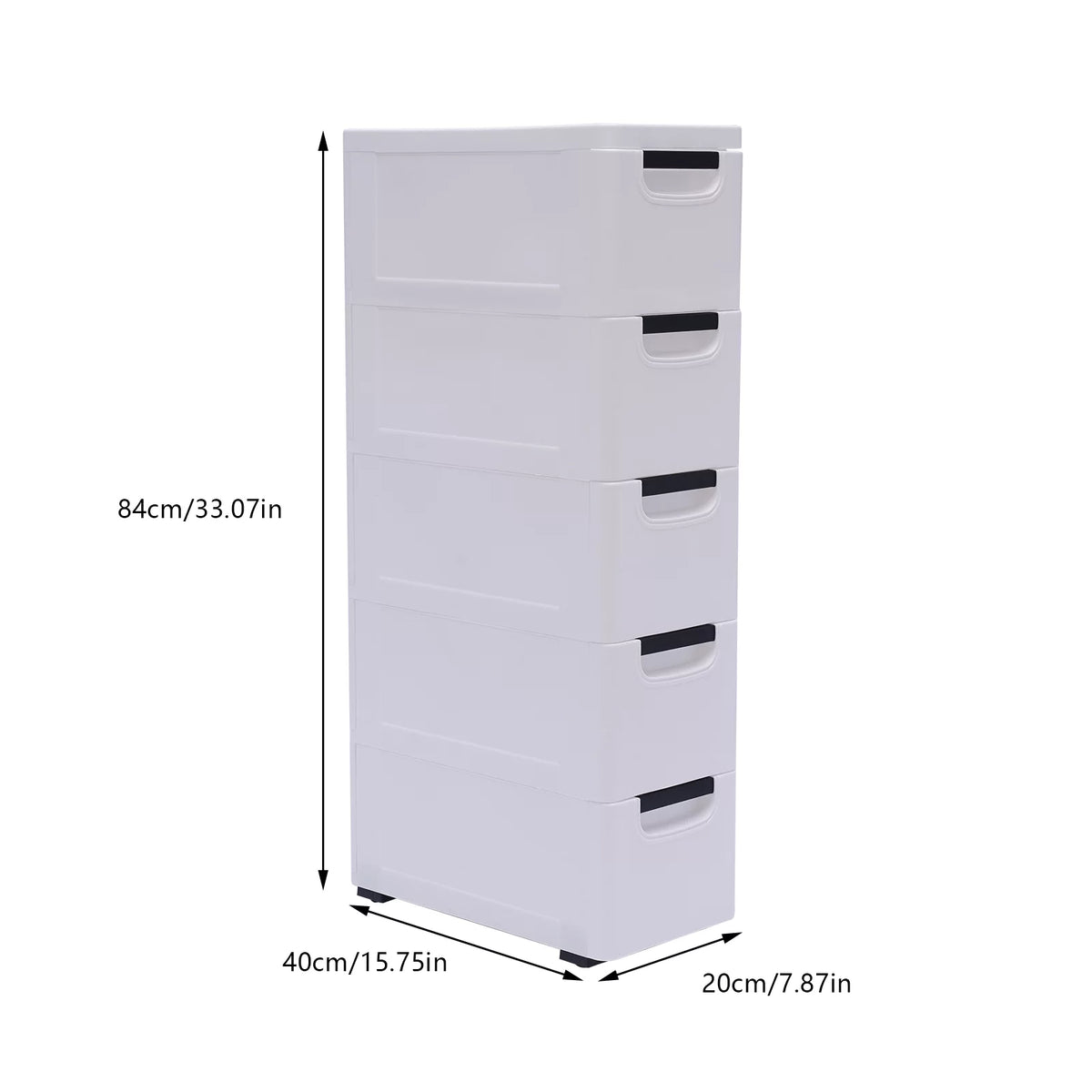 White 5 Drawer Plastic Dresser Storage Cabinet X1743