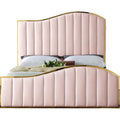 Solid Wood and Velvet King Bed in Pink J14024