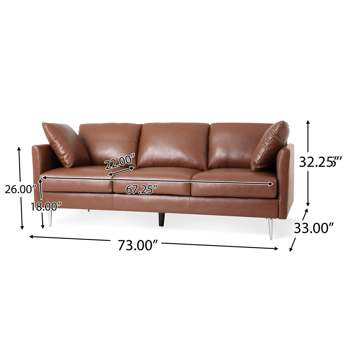 Faux Leather 3 Seater Sofa with Pillows M63219