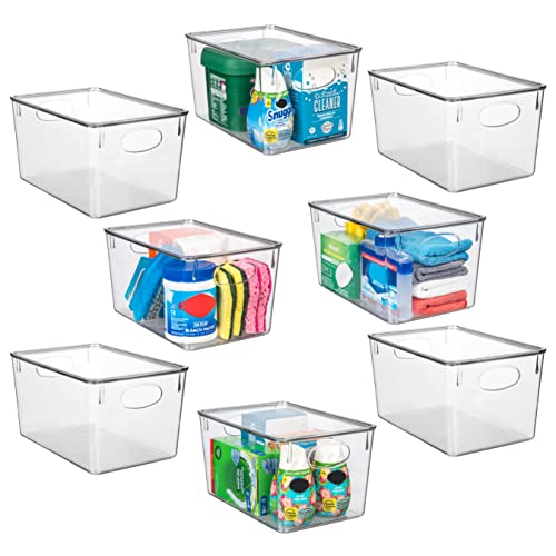 Plastic Storage Bins with Lids, 4 Pack R216289
