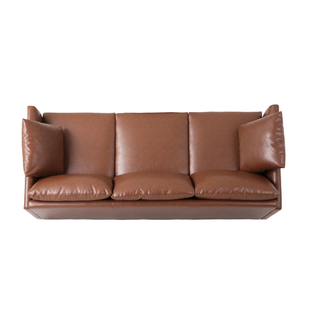 Faux Leather 3 Seater Sofa with Pillows M63219